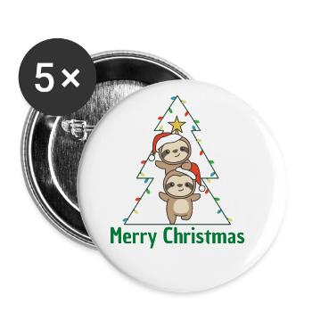 Sloth Christmas tree Christmas animals Sloths - Buttons large 2.2''/56 mm (5-pack) - white - Front