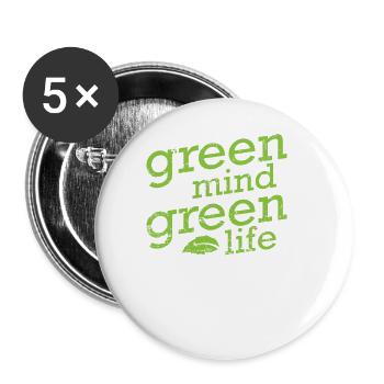 Green Mind, Green Life Nature Conservation Environnement - Lot de 5 grands badges (56 mm) - blanc - Devant