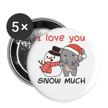 Elephant I love you snow much snowman pun - Buttons large 2.2''/56 mm (5-pack) - white - Front