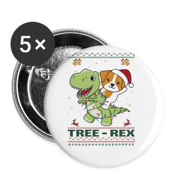 Christmas ugly christmas Jack Russell Tree Rex - Buttons groß 56 mm (5er Pack) - Weiß - Vorne