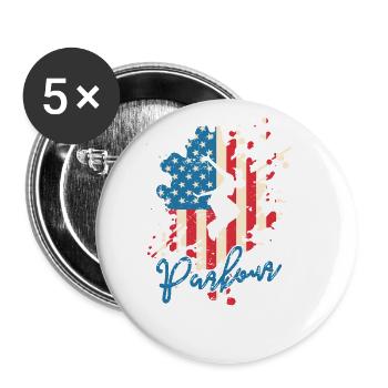 Parkour USA Flag Sport Training Fitness - Buttons large 2.2''/56 mm (5-pack) - white - Front