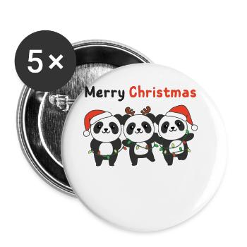 Panda Noël Animaux Pandas Joyeux Noël - Lot de 5 grands badges (56 mm) - blanc - Devant