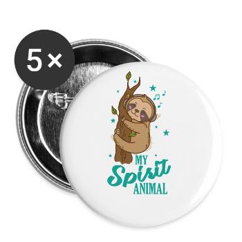 My Spirit Animal Sloth lazy slow - Buttons large 2.2''/56 mm (5-pack) - white - Front