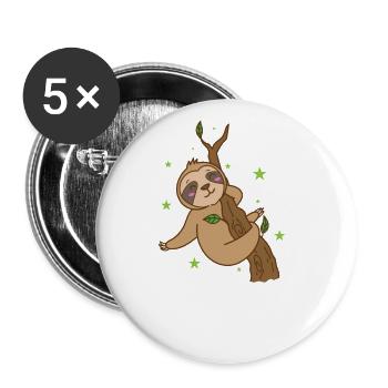 Sloth on the tree Nature lazy chilling - Buttons large 2.2''/56 mm (5-pack) - white - Front