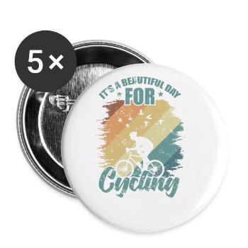 C’est une belle journée pour le cyclisme - Lot de 5 grands badges (56 mm) - blanc - Devant