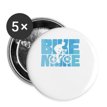 Bike More Fahrrad fahren Fitness Sport - Buttons groß 56 mm (5er Pack) - Weiß - Vorne