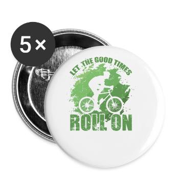 Laissez les bons moments rouler sur le cyclisme - Lot de 5 grands badges (56 mm) - blanc - Devant