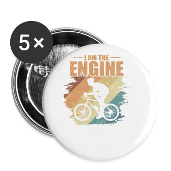 Je suis l’Engine Cycling Fitness - Lot de 5 grands badges (56 mm) - blanc - Devant