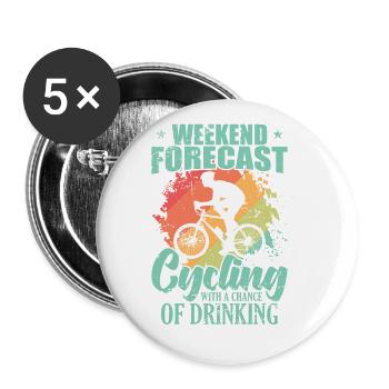 Prévisions de week-end Cyclisme avec possibilité de boire - Lot de 5 grands badges (56 mm) - blanc - Devant