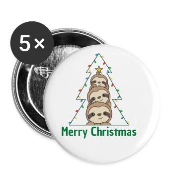 Sloth Christmas tree Christmas animals Sloths - Buttons large 2.2''/56 mm (5-pack) - white - Front