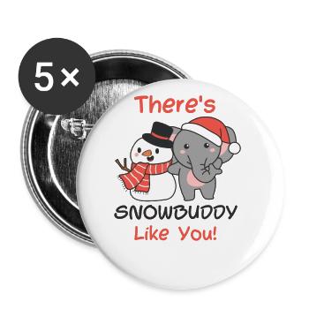 Elefant There's snowbuddy like schneemann wortspie - Buttons groß 56 mm (5er Pack) - Weiß - Vorne