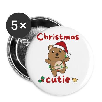 Quokka Weihnachten Quokkas Christmas Cutie - Lot de 5 grands badges (56 mm) - blanc - Devant