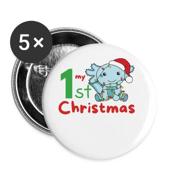 Axolotl Weihnachten Axolotls mon 1er Noël - Lot de 5 grands badges (56 mm) - blanc - Devant
