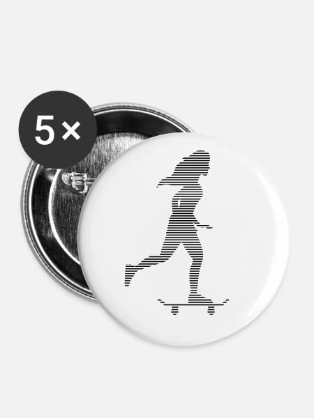 skating girl - Buttons groß 56 mm (5er Pack) - Weiß