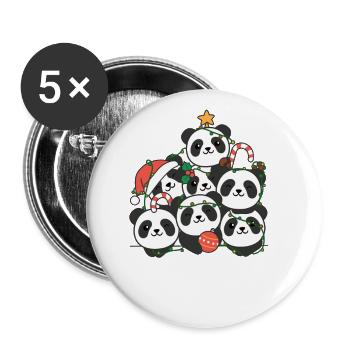 Panda Christmas Tree Funny Animal Christmas - Buttons large 2.2''/56 mm (5-pack) - white - Front