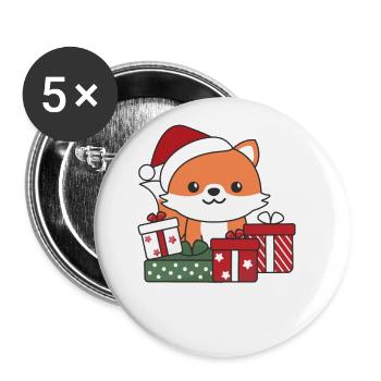 Fuchs Weihnachten Geschenk Winter Tiere Fuchs - Buttons groß 56 mm (5er Pack) - Weiß - Vorne