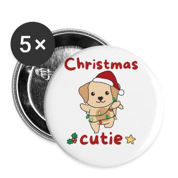 Labrador Weihnachten Hunde Christmas Cutie - Buttons groß 56 mm (5er Pack) - Weiß - Vorne