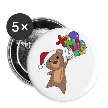 Ours Joyeux Noël Hiver Animaux Ours - Lot de 5 grands badges (56 mm) - blanc - Devant