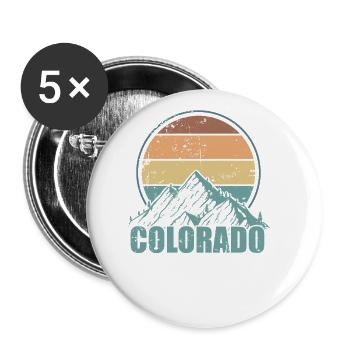 Colorado avec montagnes USA Amérique - Lot de 5 grands badges (56 mm) - blanc - Devant