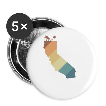 Contour de la carte de la Californie USA Amérique - Lot de 5 grands badges (56 mm) - blanc - Devant