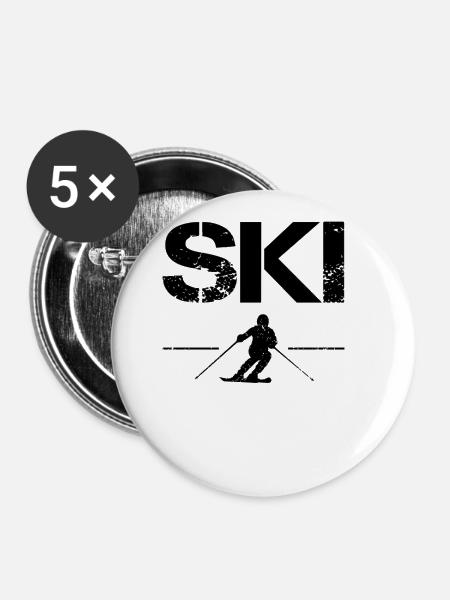 Ski - Buttons groß 56 mm (5er Pack) - Weiß