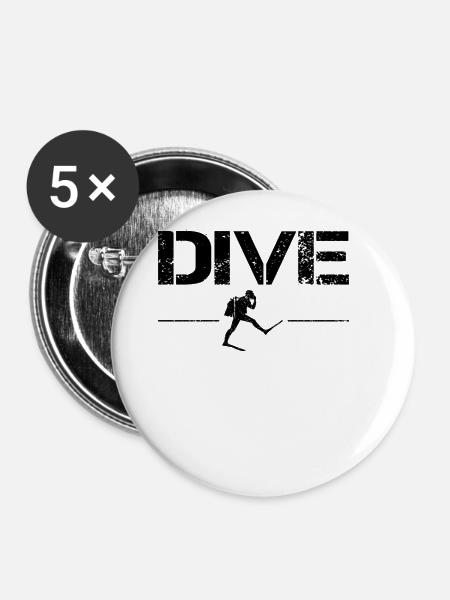 tauchen - Buttons groß 56 mm (5er Pack) - Weiß