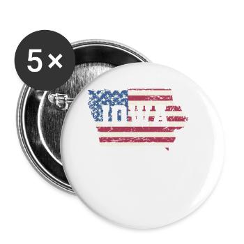 Iowa USA Flagge in Karte USA Amerika - Buttons groß 56 mm (5er Pack) - Weiß - Vorne