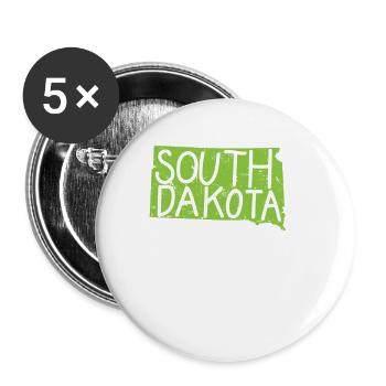 South Dakota Map Outline USA America - Buttons large 2.2''/56 mm (5-pack) - white - Front