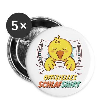 Offizielles Schlafshirt - Lustiges Design - Buttons groß 56 mm (5er Pack) - Weiß - Vorne