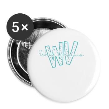West Virginia WV Buchstaben USA Amerika - Buttons groß 56 mm (5er Pack) - Weiß - Vorne