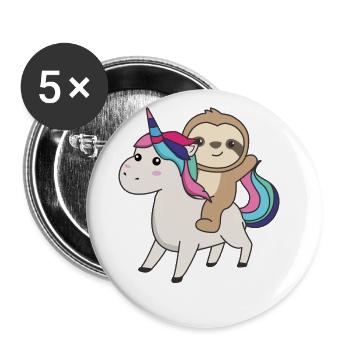 Faultier Einhorn süße Tiere Einhörner Faultiere - Buttons groß 56 mm (5er Pack) - Weiß - Vorne