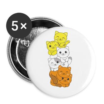 maverique flag pride LGBTQ cute cat pile - Buttons large 2.2''/56 mm (5-pack) - white - Front