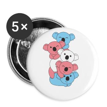 Drapeau transgenre Fierté LGBTQ Mignon Koala Bunch - Lot de 5 grands badges (56 mm) - blanc - Devant