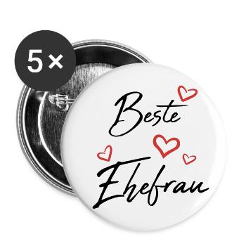 Beste Ehefrau - Buttons groß 56 mm (5er Pack) - Weiß - Vorne