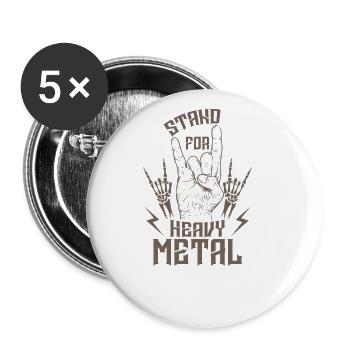 Stand for Heavy Metal Musik Band Genre - Buttons groß 56 mm (5er Pack) - Weiß - Vorne