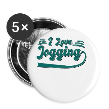 Ich liebe Joggen - Buttons groß 56 mm (5er Pack) - Weiß - Vorne