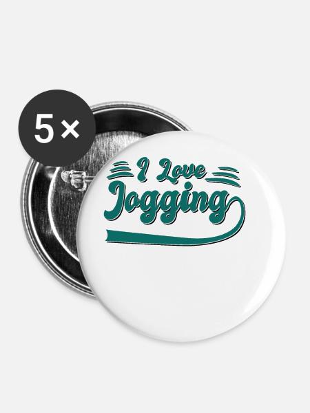 Ich liebe Joggen - Buttons groß 56 mm (5er Pack) - Weiß