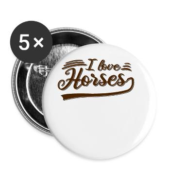 I love horses - Buttons large 2.2''/56 mm (5-pack) - white - Front