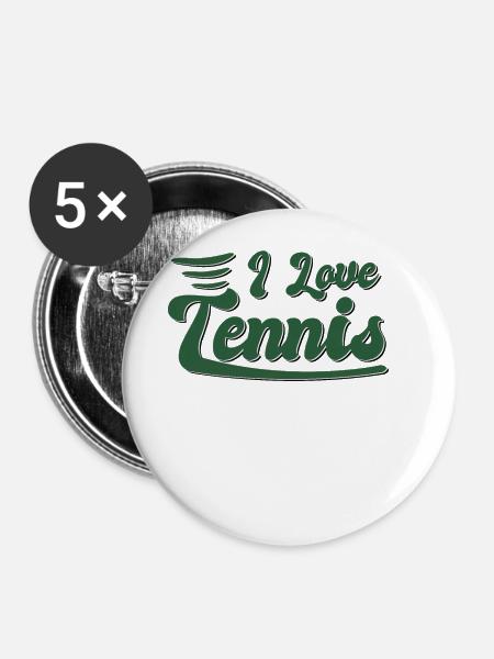 Ich liebe Tennis - Buttons groß 56 mm (5er Pack) - Weiß