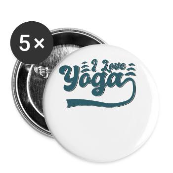 I love yoga - Buttons groß 56 mm (5er Pack) - Weiß - Vorne