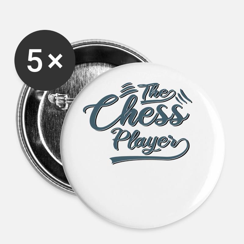 Le joueur d’échecs - Lot de 5 grands badges (56 mm) - blanc