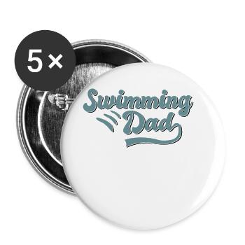 Schwimmen Papa Geschenk - Buttons groß 56 mm (5er Pack) - Weiß - Vorne