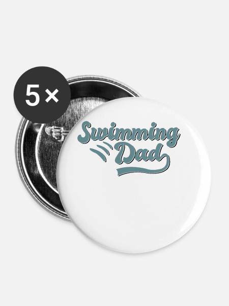 Schwimmen Papa Geschenk - Buttons groß 56 mm (5er Pack) - Weiß
