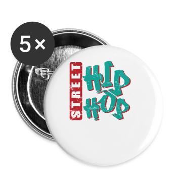 Street Hip Hop Musique Genre Rap Graffiti - Lot de 5 grands badges (56 mm) - blanc - Devant