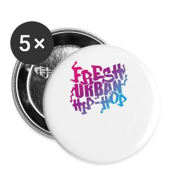 Fresh Urban Hip Hop Music Genre Rap - Lot de 5 grands badges (56 mm) - blanc - Devant