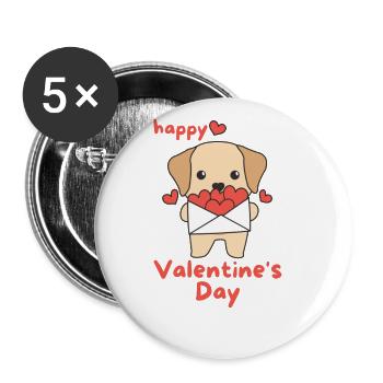 Labrador for Valentine's Day cute animals with hearts - Buttons large 2.2''/56 mm (5-pack) - white - Front