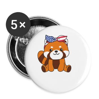 4th of July American Red Panda for Kids USA - Buttons large 2.2''/56 mm (5-pack) - white - Front