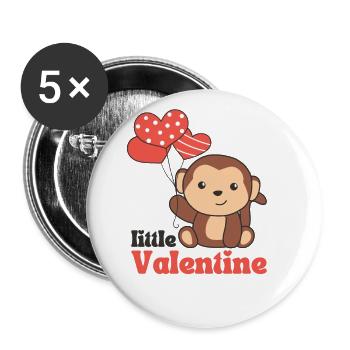 Singe pour la Saint-Valentin petit Valentin - Lot de 5 grands badges (56 mm) - blanc - Devant