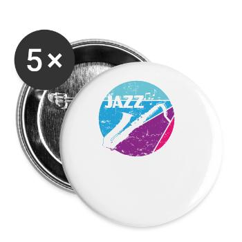Saxophone Jazz Musik Soul - Buttons groß 56 mm (5er Pack) - Weiß - Vorne