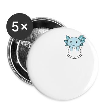 Axolotl dans poche axolotls sucrés dans la poche de poitrine - Lot de 5 grands badges (56 mm) - blanc - Devant
